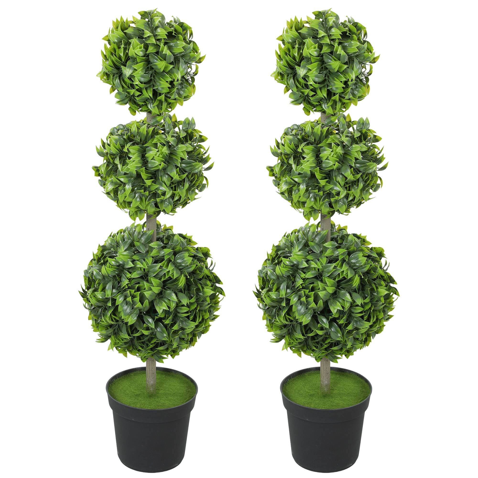 Sans Marque - Plantes artificielles en pot, feuilles en plastique, terre floquée, vert - Image 2