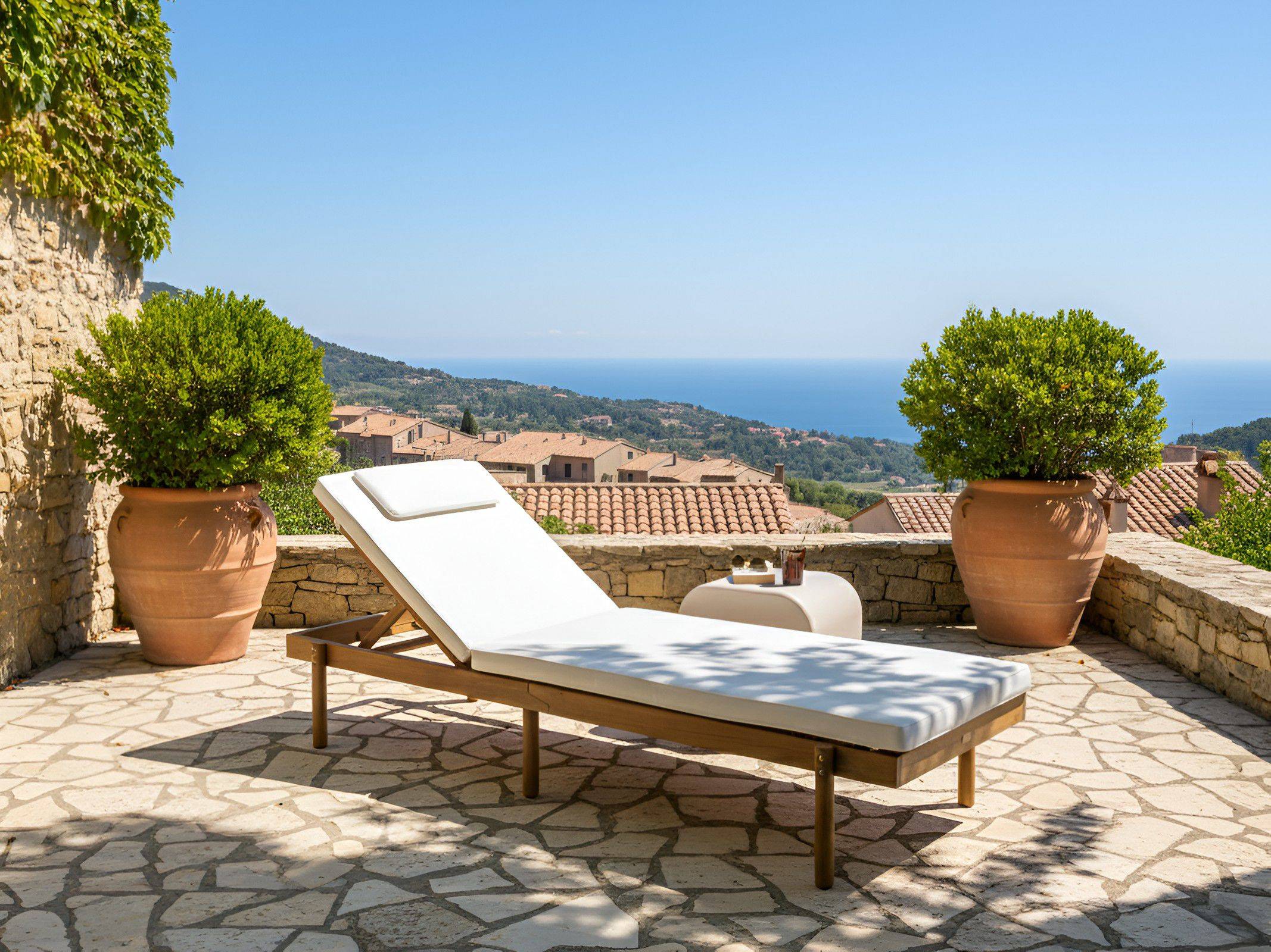 Beliani - Chaise longue Bois d'acacia certifié Blanc MARCETELLI - 65x188x77- Beliani - Image 1