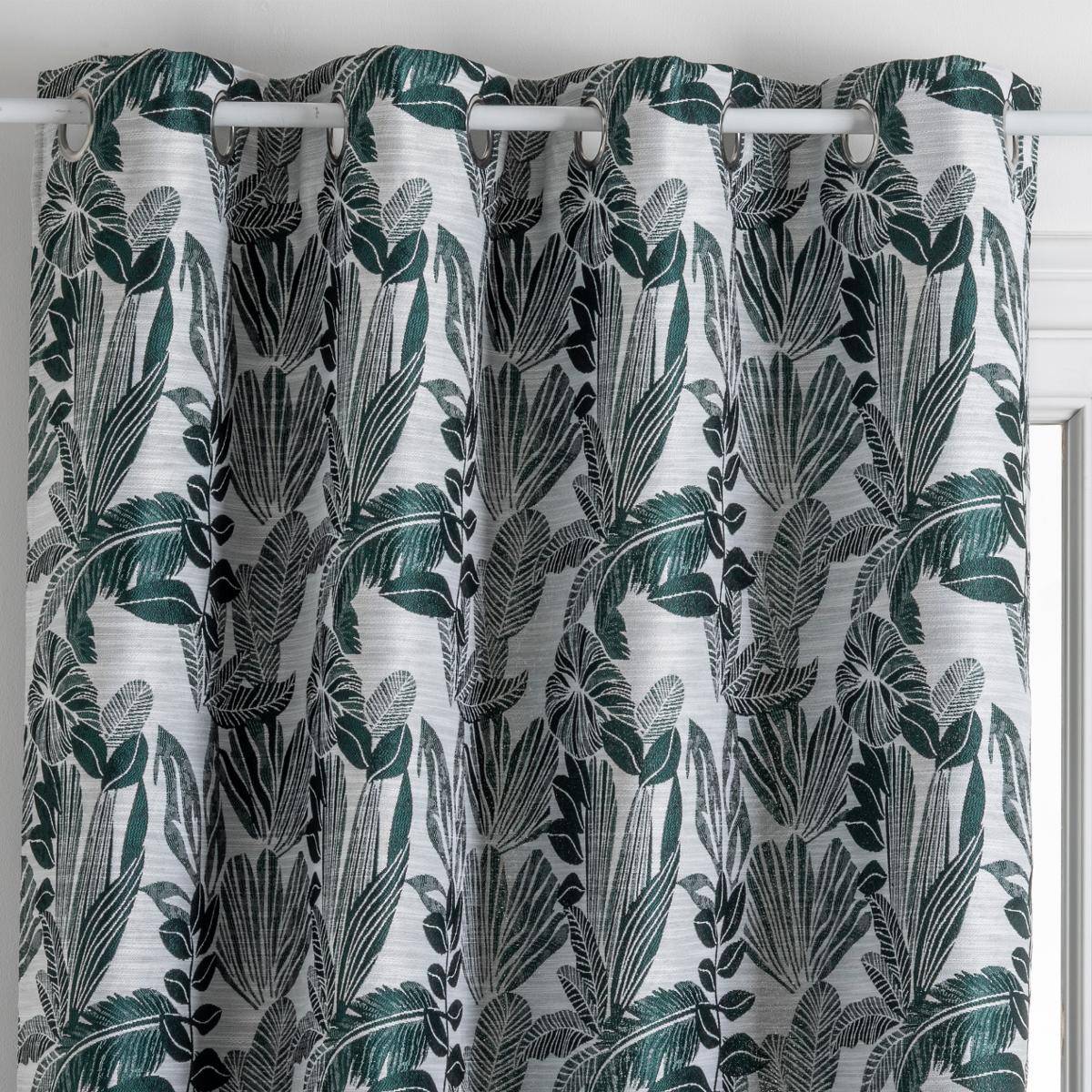 Atmosphera - Lot de 2 Rideaux à  œillets Jacquard Vert cèdre 140 x 260 cm - Image 2