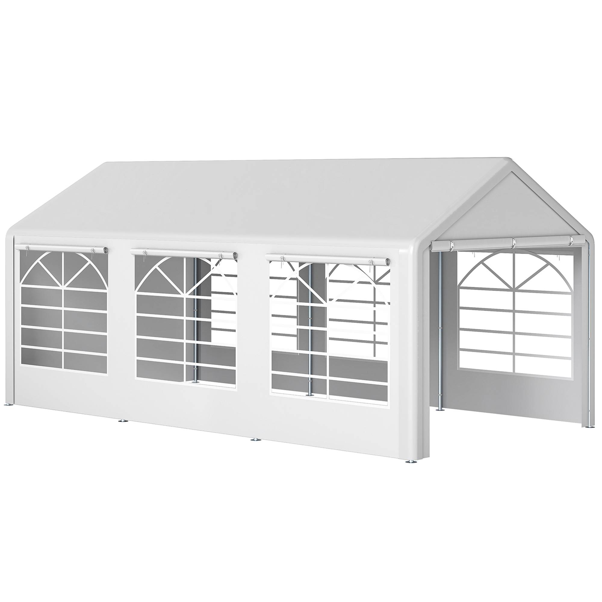 Maison Chic - Tonnelle de jardin 3 x 6 m tente de réception avec 4 parois 3 fenêtres PE Blanc fr516 - Image 1