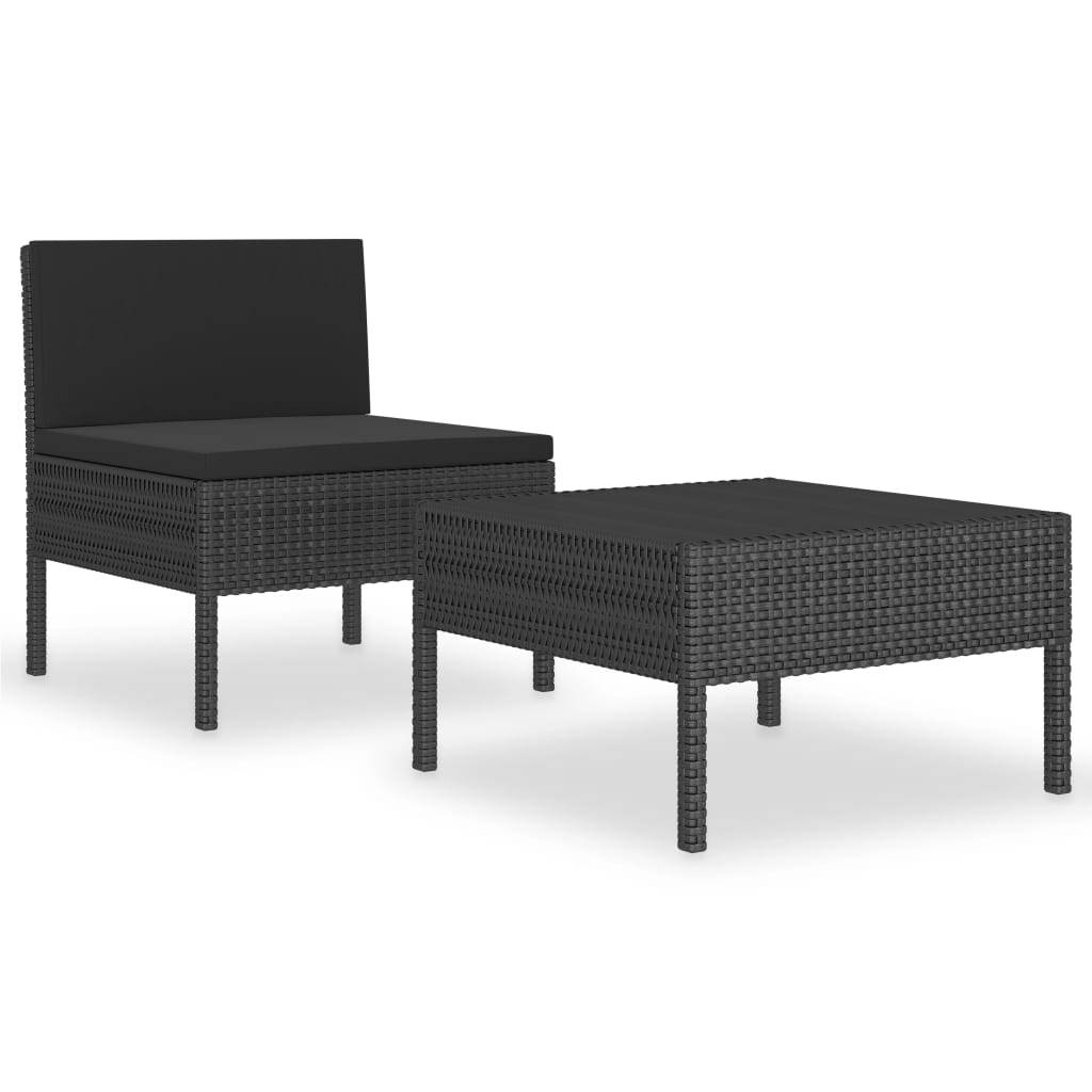 Vidaxl - Salon de jardin 2 pcs avec coussins Résine tressée Noir vidaXL 310199 - Image 2