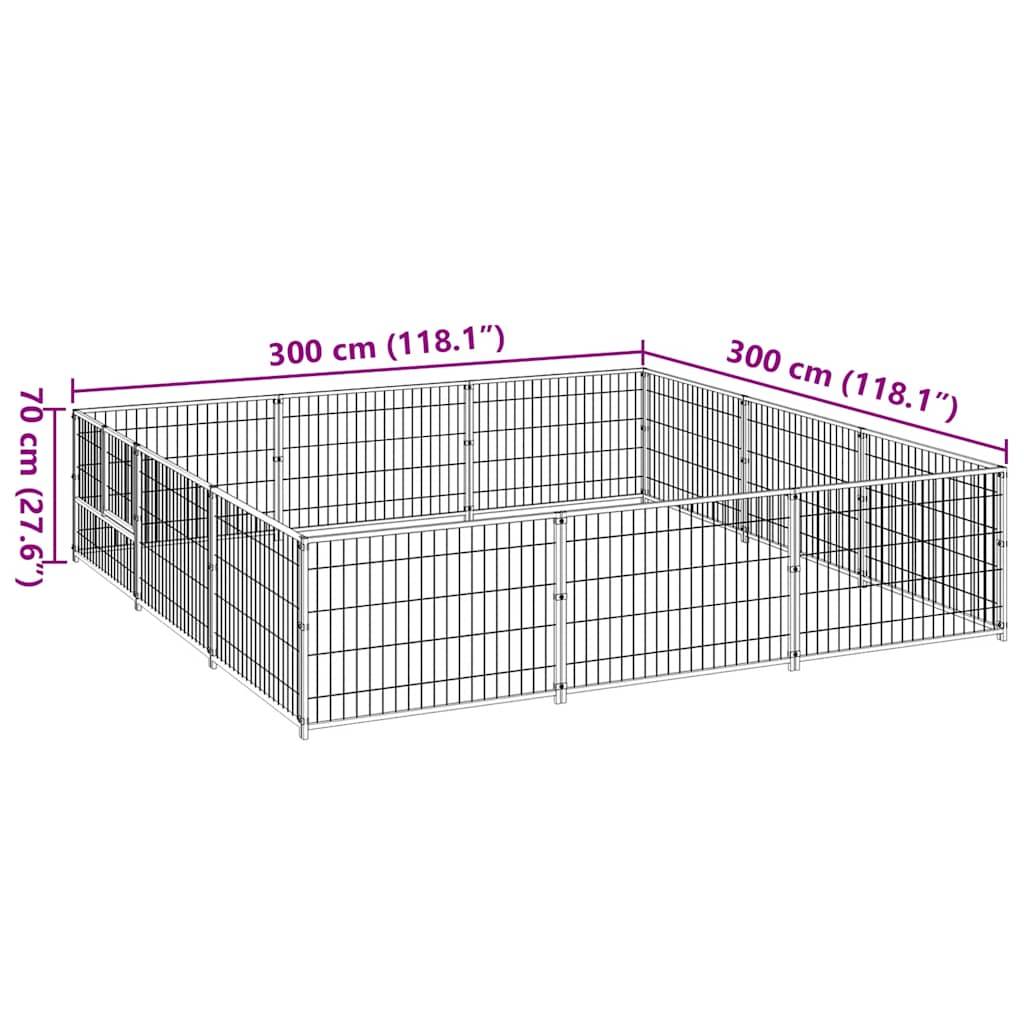 Vidaxl - Chenil Noir 9 m² Acier vidaXL 3082127 - Image 3