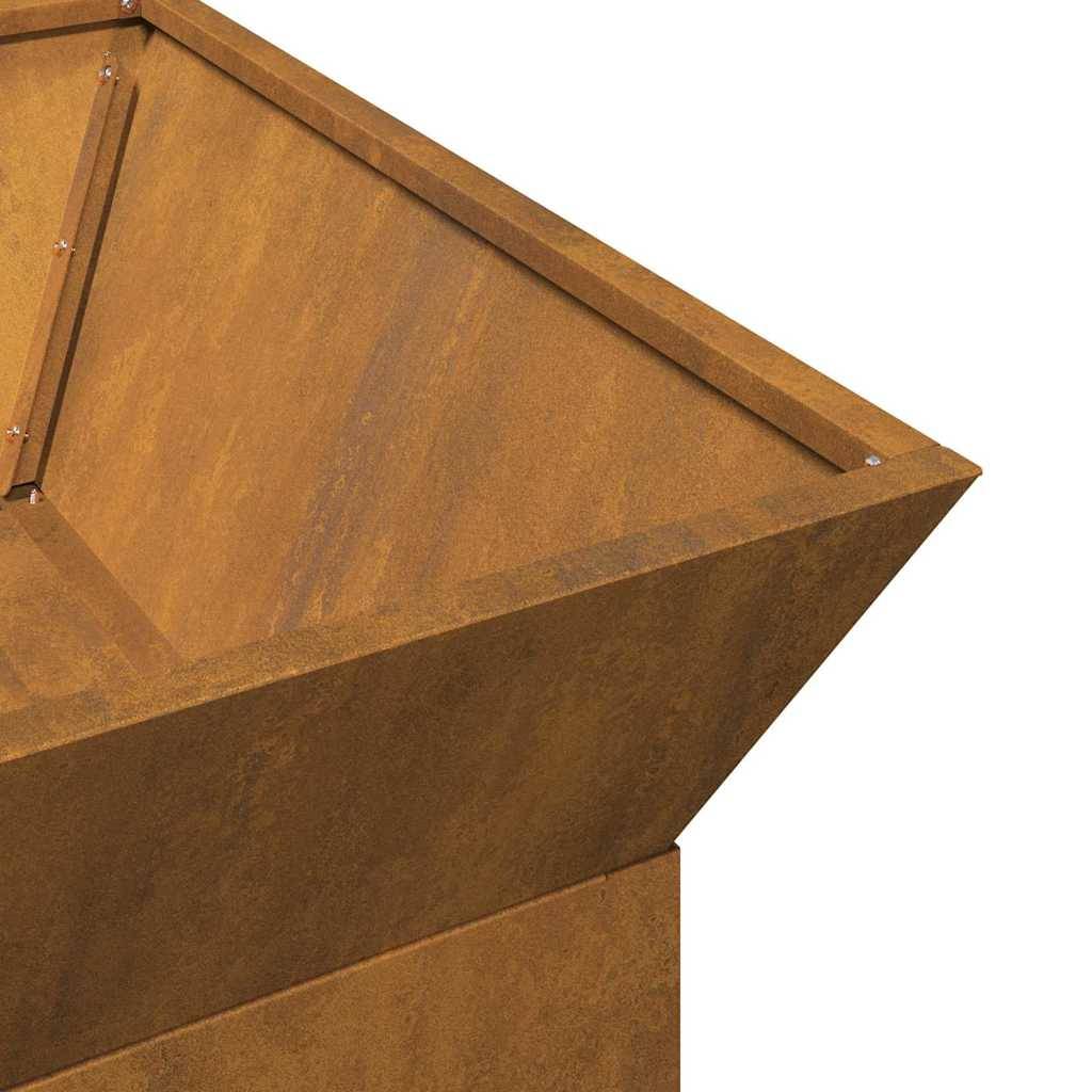 Foyer de Jardin Carré en Acier Corten, Brasero Portable 50x50cm Aspect Rouille Naturelle – ComfortXL Outdoor Living - Image 9