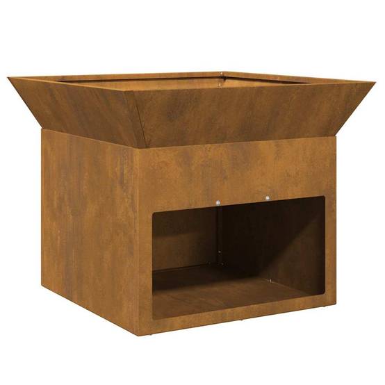 Foyer de Jardin Carré en Acier Corten, Brasero Portable 50x50cm Aspect Rouille Naturelle – ComfortXL Outdoor Living - Image 2