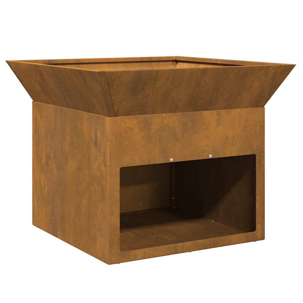 Foyer de Jardin Carré en Acier Corten, Brasero Portable 50x50cm Aspect Rouille Naturelle – ComfortXL Outdoor Living - Image 2