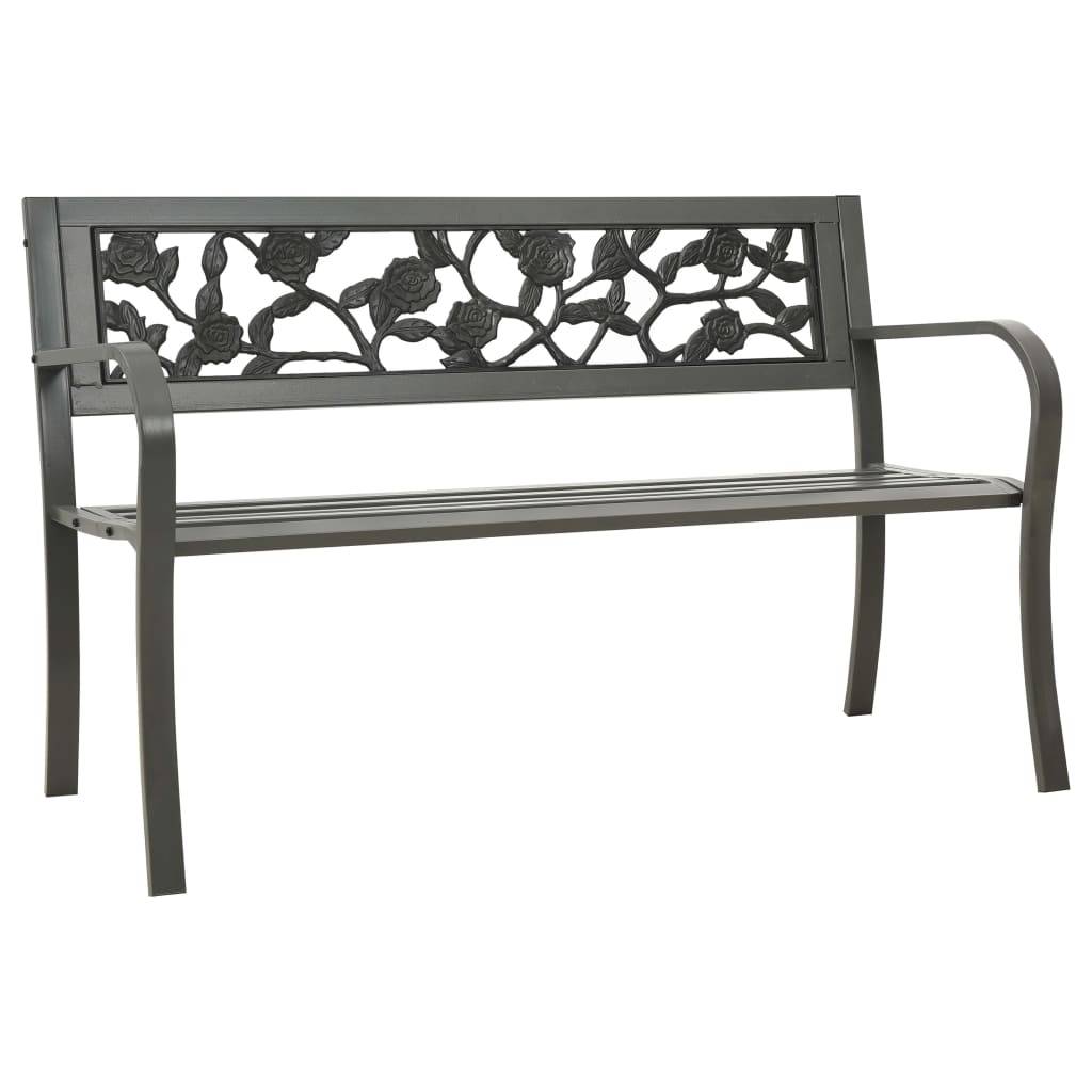 Helloshop26 - Banc de jardin meuble de patio d'extérieur terrasse 125 x 53 x 77 cm acier gris - Image 1