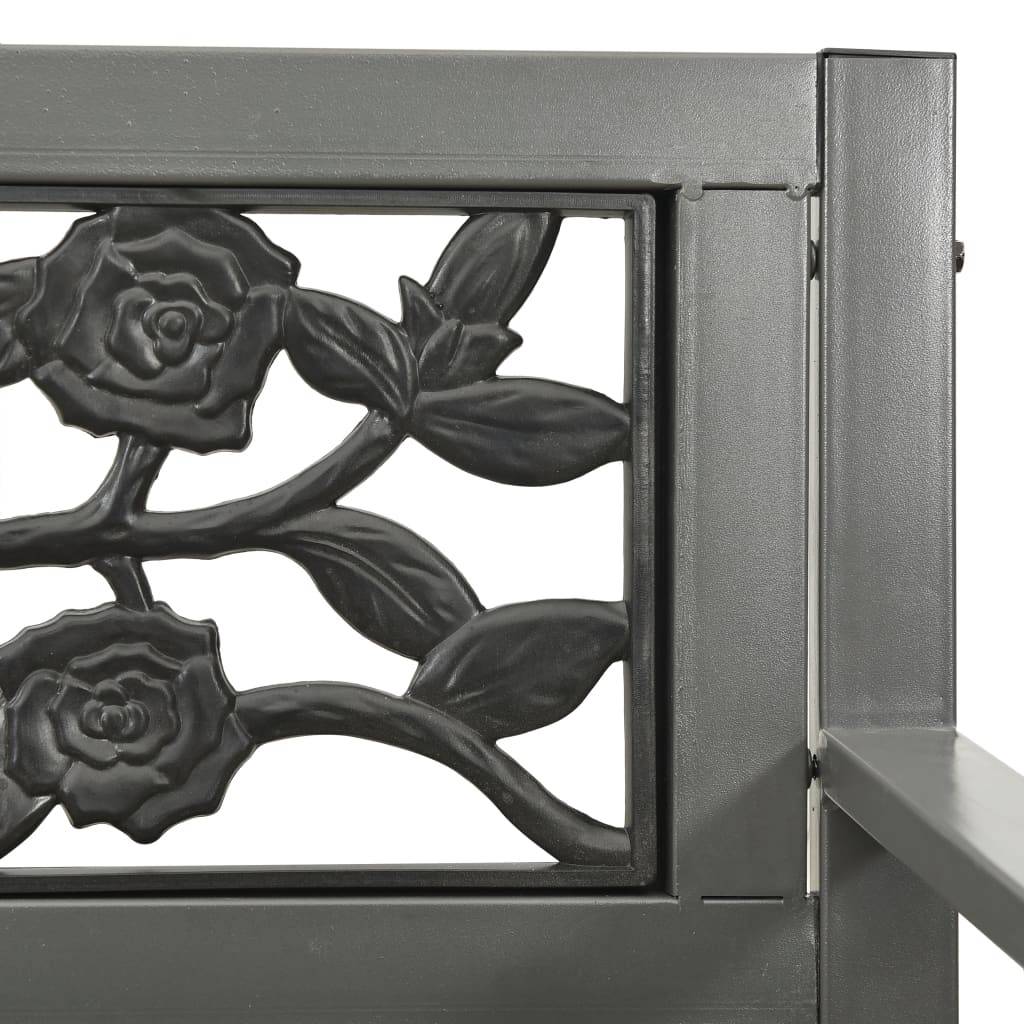 Helloshop26 - Banc de jardin meuble de patio d'extérieur terrasse 125 x 53 x 77 cm acier gris - Image 5