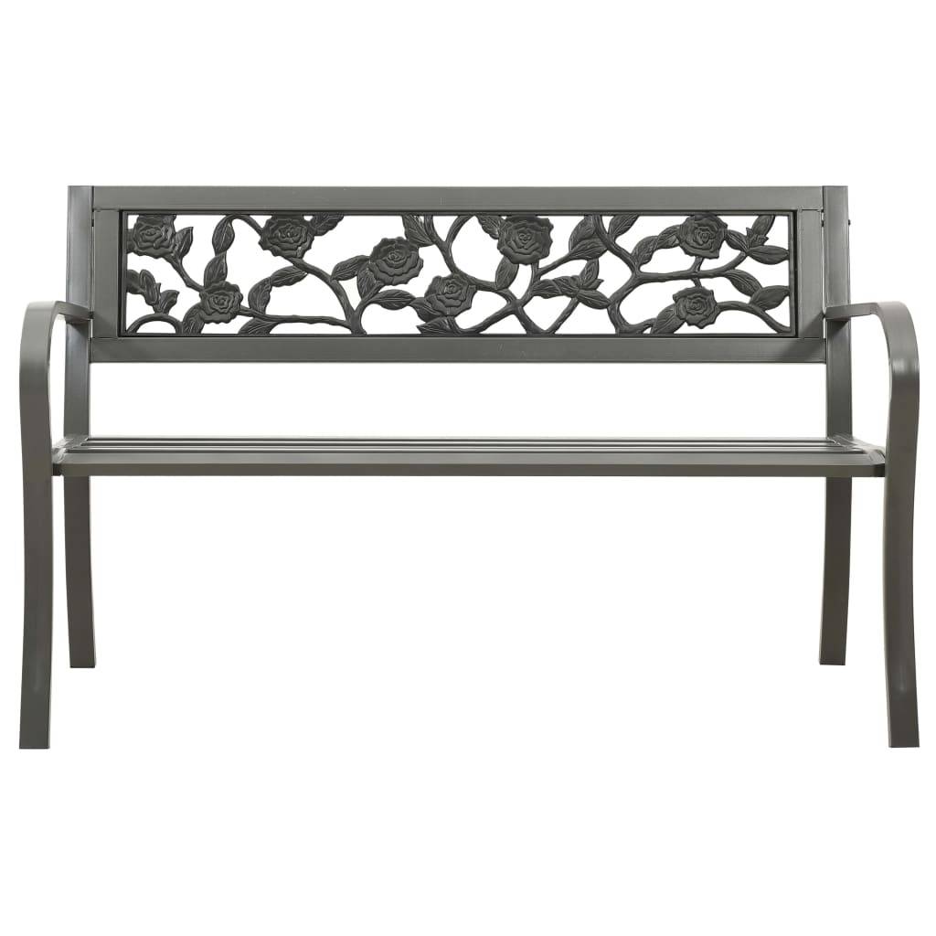 Helloshop26 - Banc de jardin meuble de patio d'extérieur terrasse 125 x 53 x 77 cm acier gris - Image 2