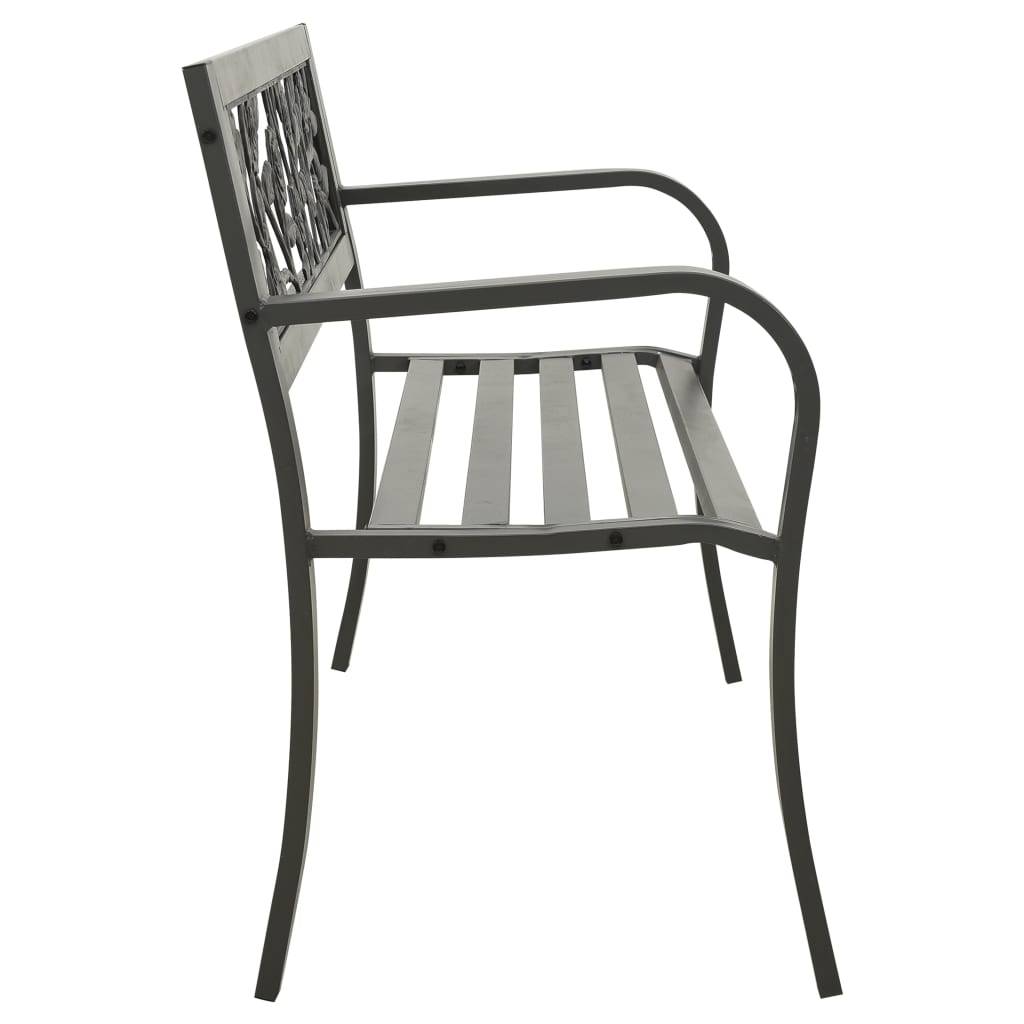 Helloshop26 - Banc de jardin meuble de patio d'extérieur terrasse 125 x 53 x 77 cm acier gris - Image 3