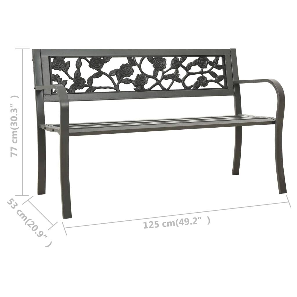 Helloshop26 - Banc de jardin meuble de patio d'extérieur terrasse 125 x 53 x 77 cm acier gris - Image 6