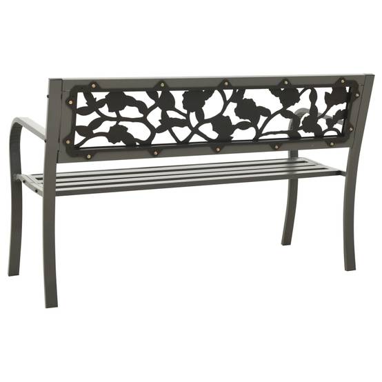 Helloshop26 - Banc de jardin meuble de patio d'extérieur terrasse 125 x 53 x 77 cm acier gris - Image 4