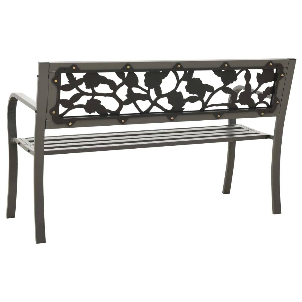 Helloshop26 - Banc de jardin meuble de patio d'extérieur terrasse 125 x 53 x 77 cm acier gris - Image 4
