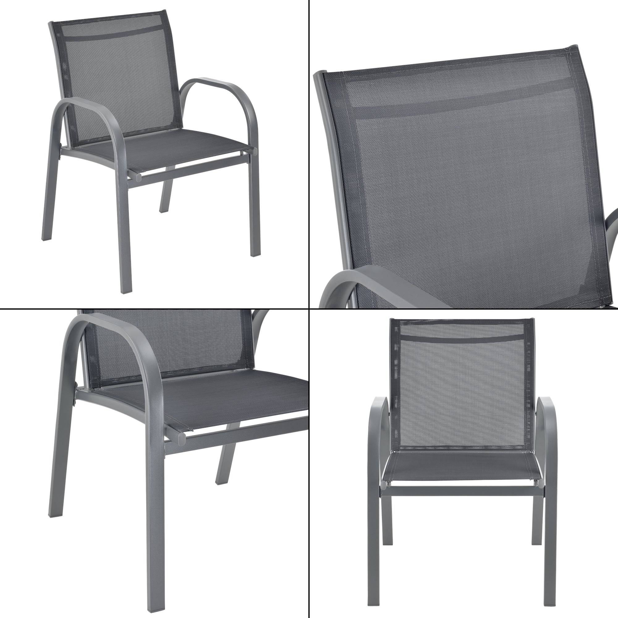 Salon de jardin de 4 meubles acier PVC polyester noir gris foncé - Image 5