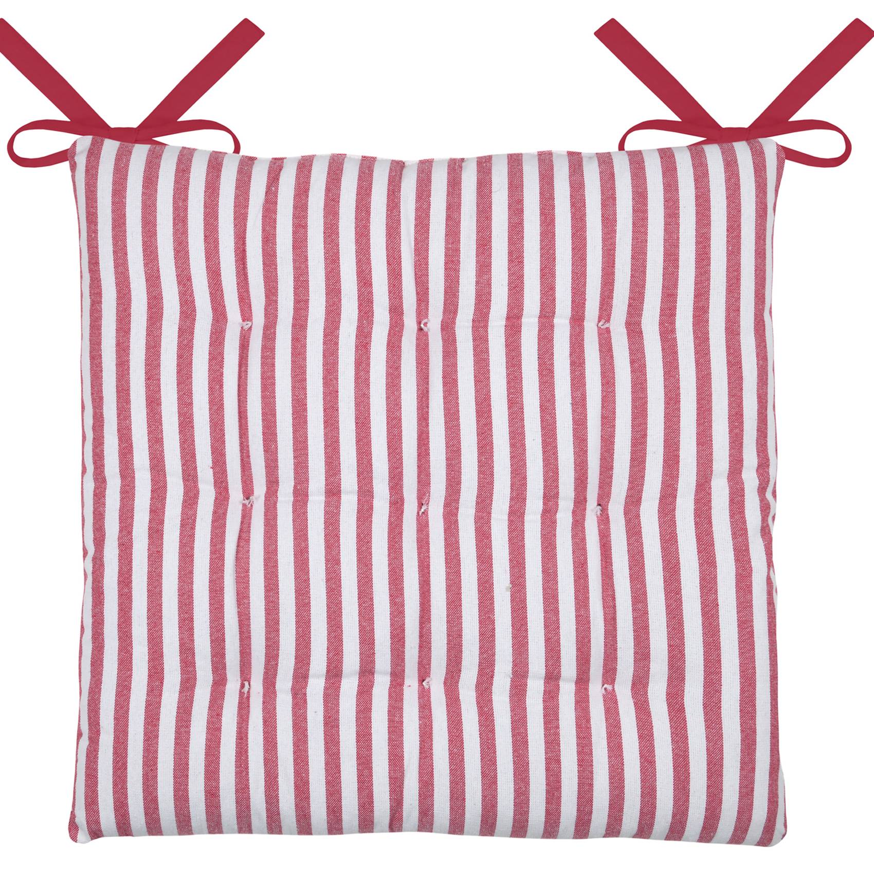 Lovely Casa - Galette de chaise double face à 9 points en polycoton - LOVELY CASA - Coton - Rouge - Image 2
