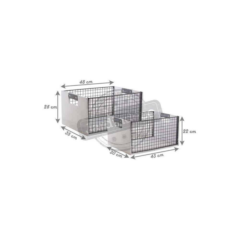 Aubry Gaspard - Corbeilles de rangement en bois vieilli et métal (Lot de 2) - Image 3