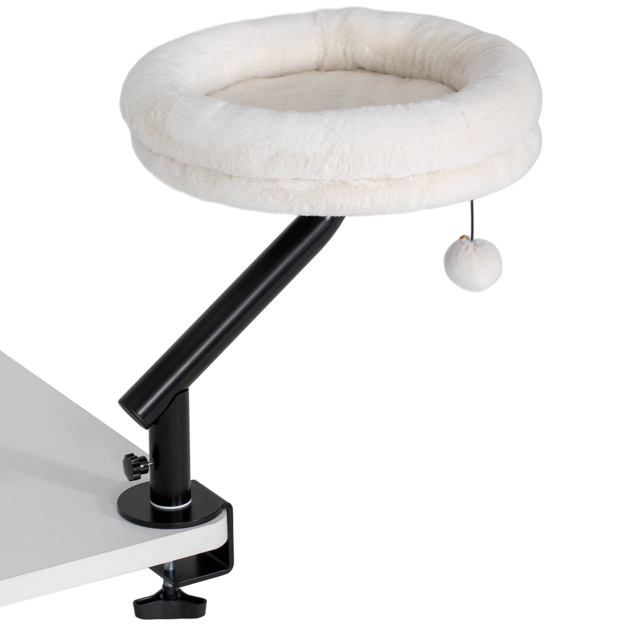 Hamac Bureau Chat Acier Polyester Repos Rotation 360 Degrés 35x35x48cm Blanc - ComfortXL Outdoor Living - Image 2
