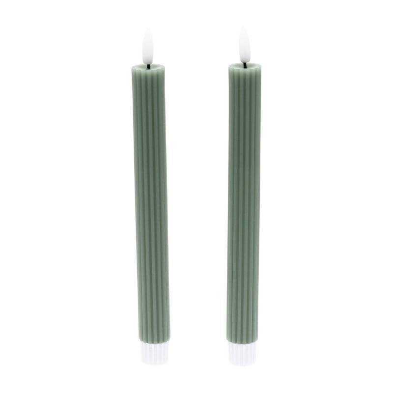 Lotti - Lot de 2 Bougies LED chandelles Striées en Cire Verte JADE Flamme 3D avec Télécommande Lotti - Image 3