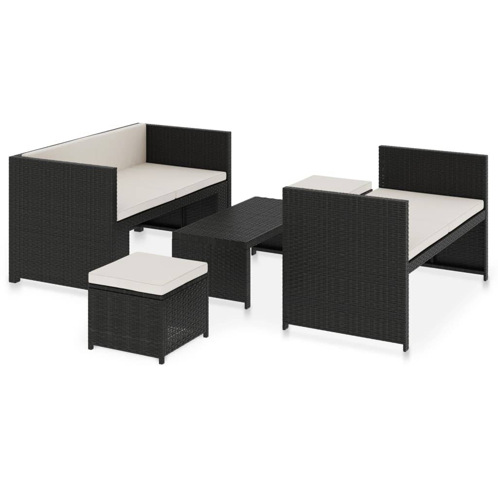 Vidaxl - Salon de jardin 5 pcs avec coussins Résine tressée Noir vidaXL 48132 - Image 2