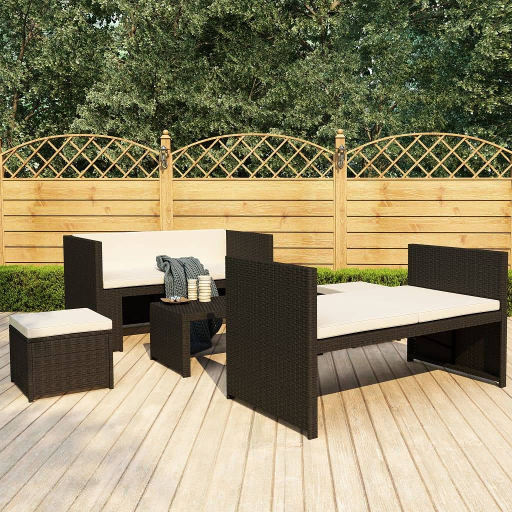 Vidaxl - Salon de jardin 5 pcs avec coussins Résine tressée Noir vidaXL 48132 - Image 1