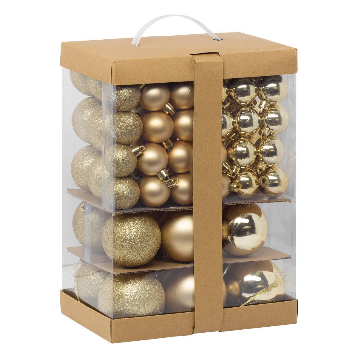 Fééric Lights & Christmas - Déco de sapin Lot de 60 Boules de Noël de 4 à 8 cm - Doré - Image 2