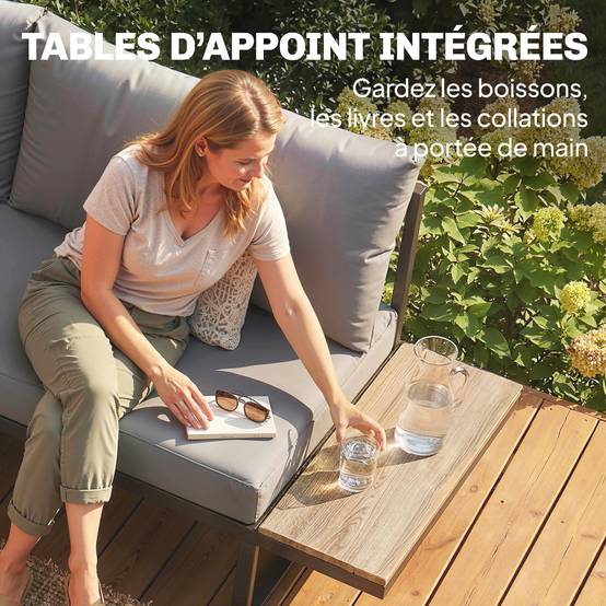 Salon de jardin extérieur 5 pièces | Mobilier de jardin Gris Foncé Acier, Polyester 195x195x66 cm - Image 8