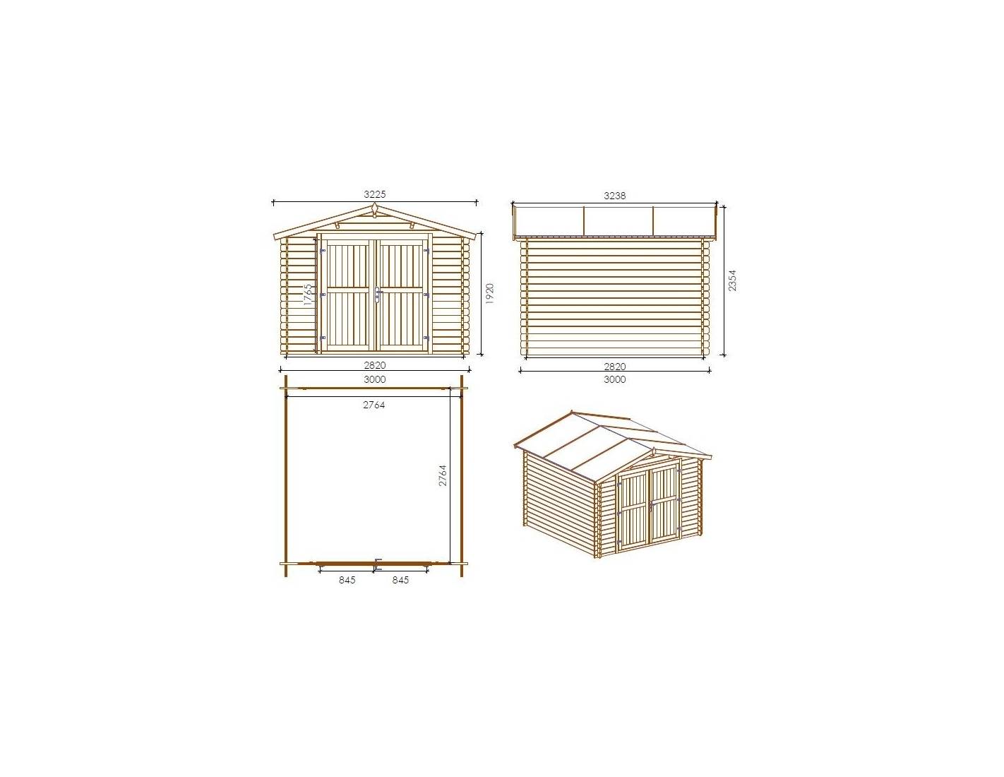 Altanka - Abri de jardin en bois - 3x3 m + terrasse avec balustrade et avant-toit en bois - 18 m2 - DOM531+DOM394+DOM395+POD04 - ALTANKA - Image 2