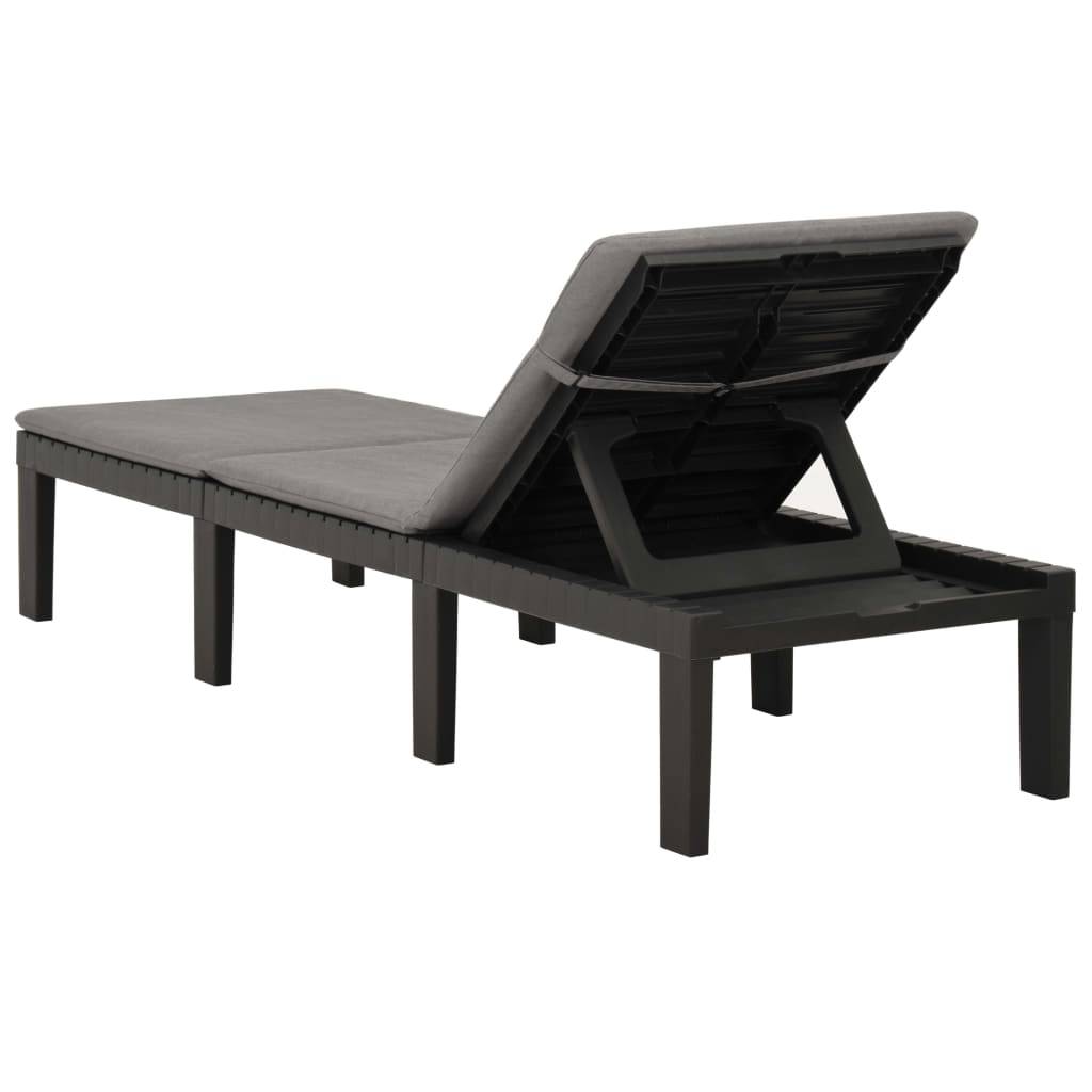 Bain de soleil - Transat - Chaise longue avec coussin Plastique Anthracite - MEUBLE PRO - Image 6