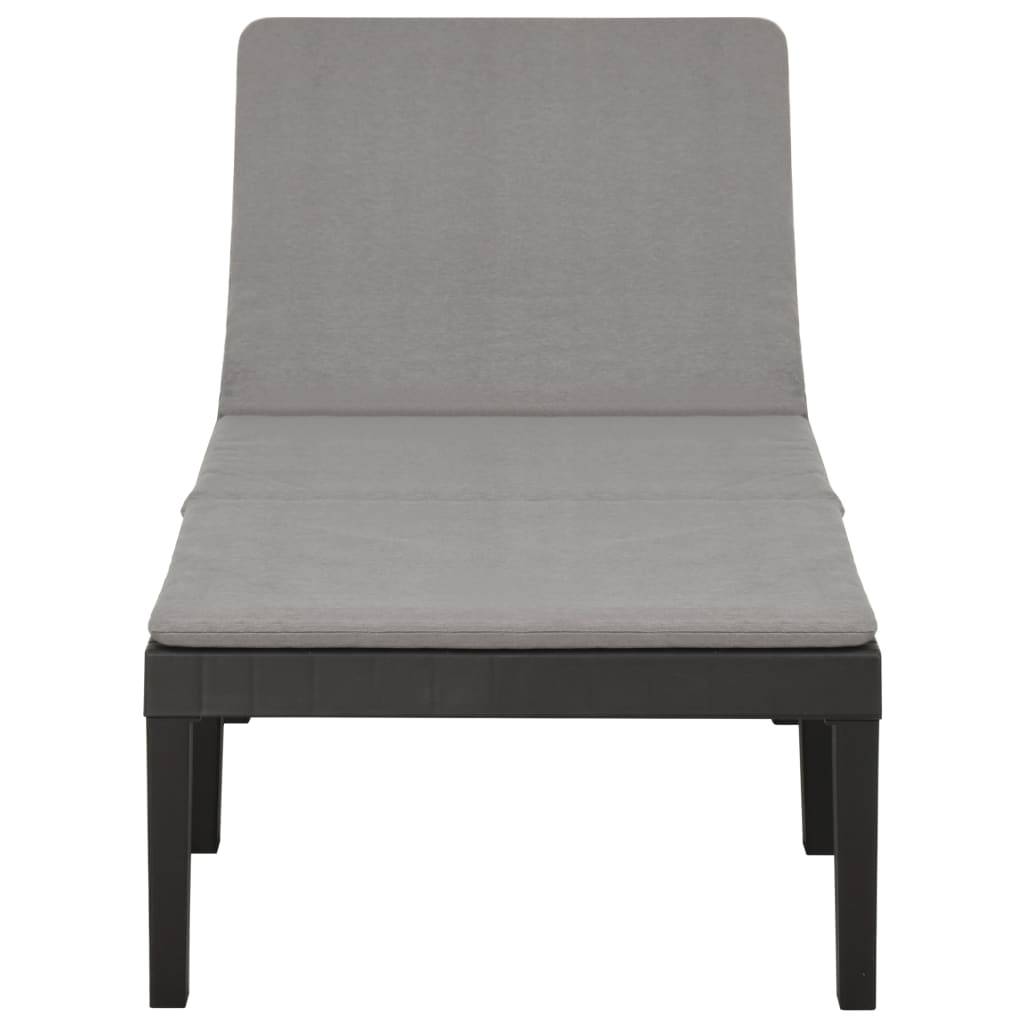 Bain de soleil - Transat - Chaise longue avec coussin Plastique Anthracite - MEUBLE PRO - Image 4