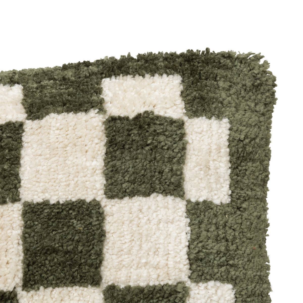 Atmosphera - Coussin décoratif motif Damier tufté Vert kaki 38 x 58 cm - Image 2