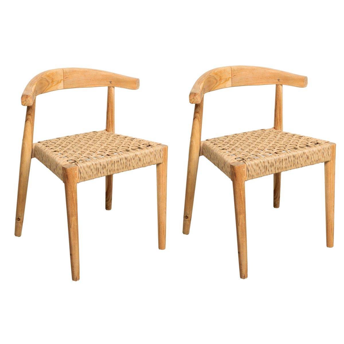Aubry Gaspard - Chaise en teck BAIA - Outdoor Lot de 2 - Image 1