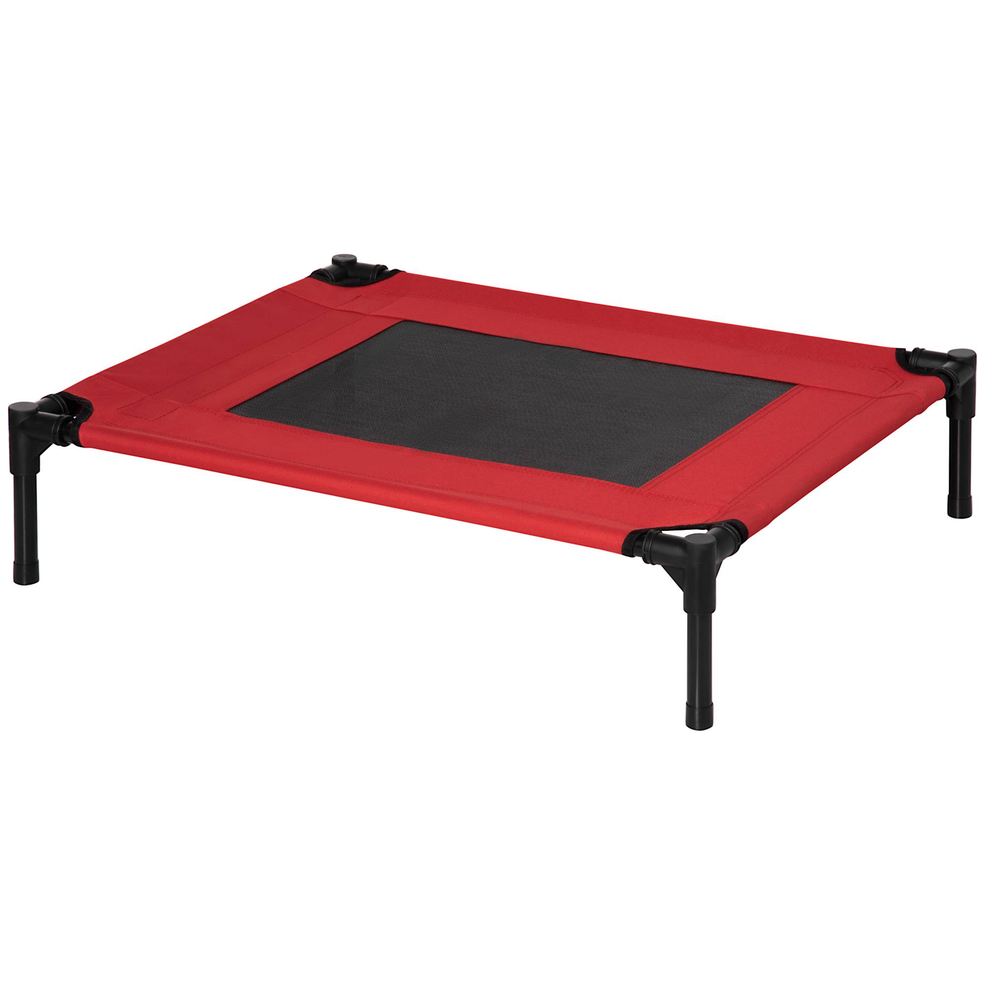 ComfortXL - Lit surélevé respirant pour chien en Oxford 600D et maille rouge et noir 76 x 61 x 18 cm pour jardin et voyage - Image 2