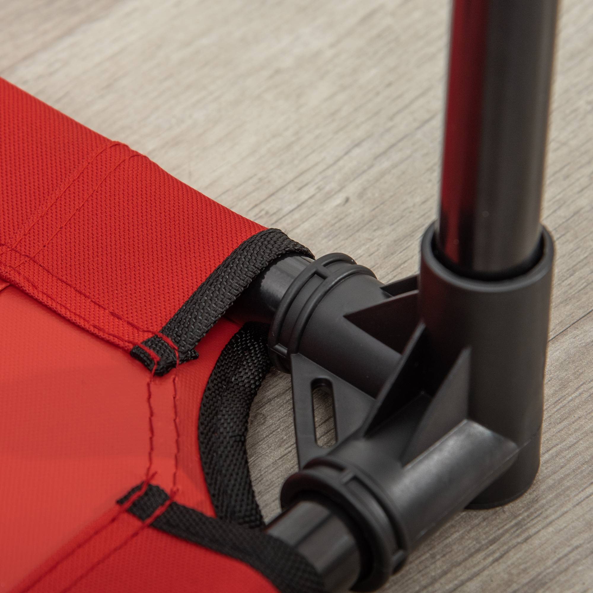 ComfortXL - Lit surélevé respirant pour chien en Oxford 600D et maille rouge et noir 76 x 61 x 18 cm pour jardin et voyage - Image 9