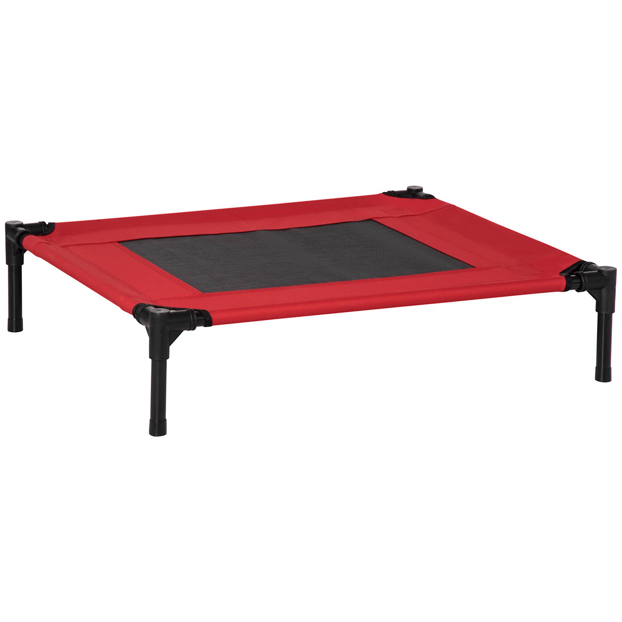 ComfortXL - Lit surélevé respirant pour chien en Oxford 600D et maille rouge et noir 76 x 61 x 18 cm pour jardin et voyage - Image 10
