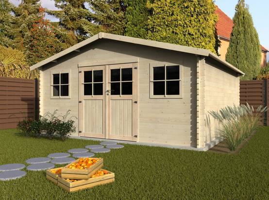 Decor et Jardin - ABRI DE JARDIN BOIS AVELIN - 20,43 m² - Ep : 34 mm - 4,80x4,80 - couleur naturel - Décor et Jardin - Image 2
