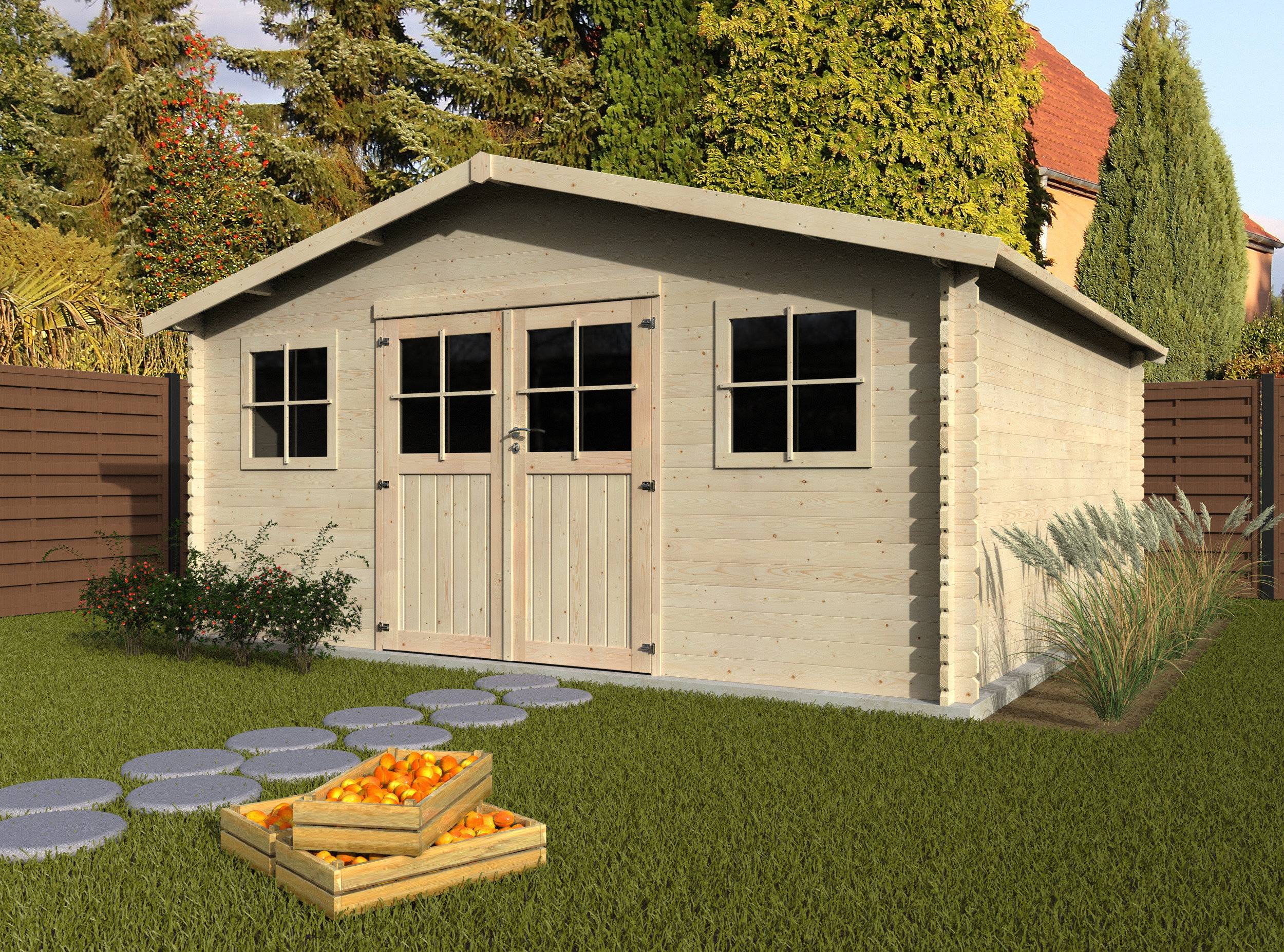 Decor et Jardin - ABRI DE JARDIN BOIS AVELIN - 20,43 m² - Ep : 34 mm - 4,80x4,80 - couleur naturel - Décor et Jardin - Image 2