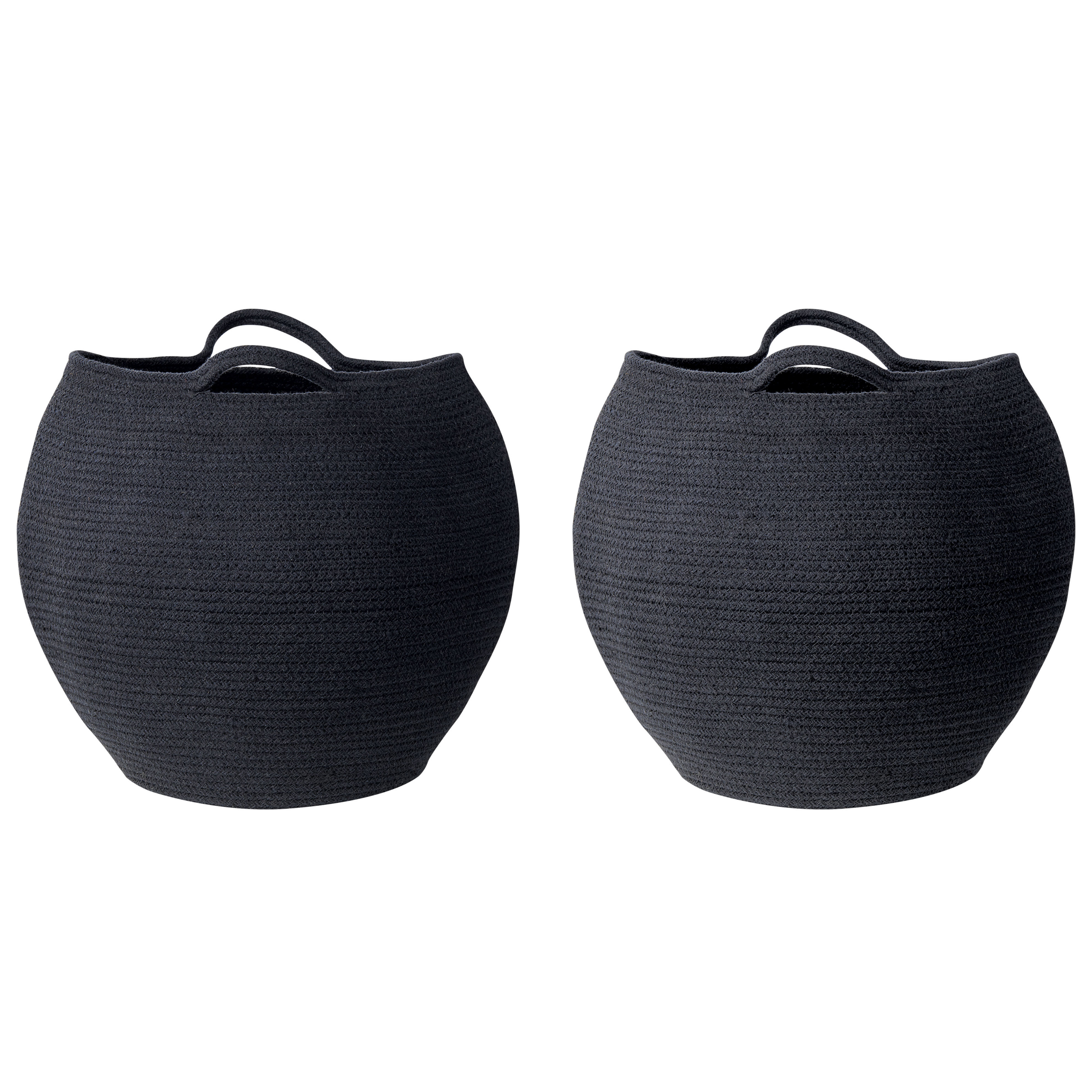 Beliani - Paniers Noir en Coton 30 cm Ronds Faits Main Rangement Intérieur pour Linge Facile à Entretenir Corbeilles Lot de 2 - Image 1