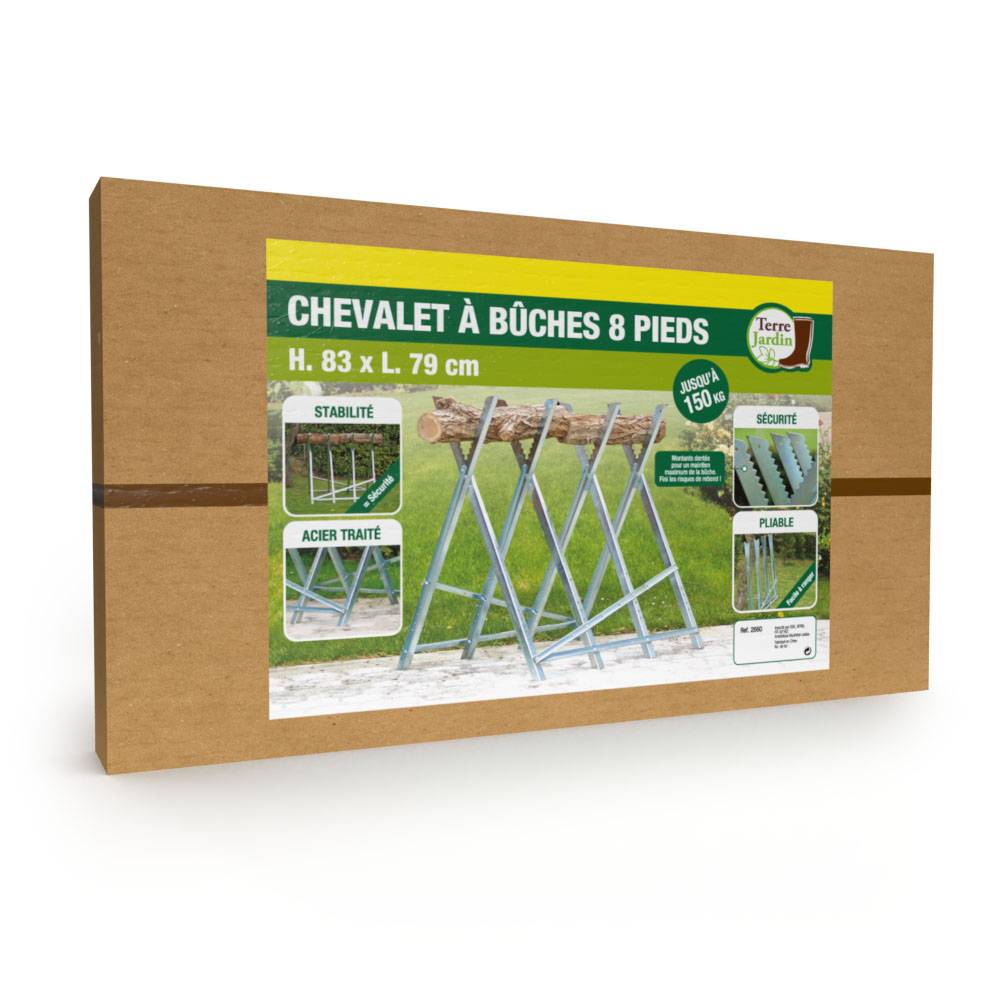 Terre Jardin - Chevalet de Sciage Pliable en Acier - Porte Bûches Robuste - Supporte Jusqu'à 150 kg - TERRE JARDIN - Image 3