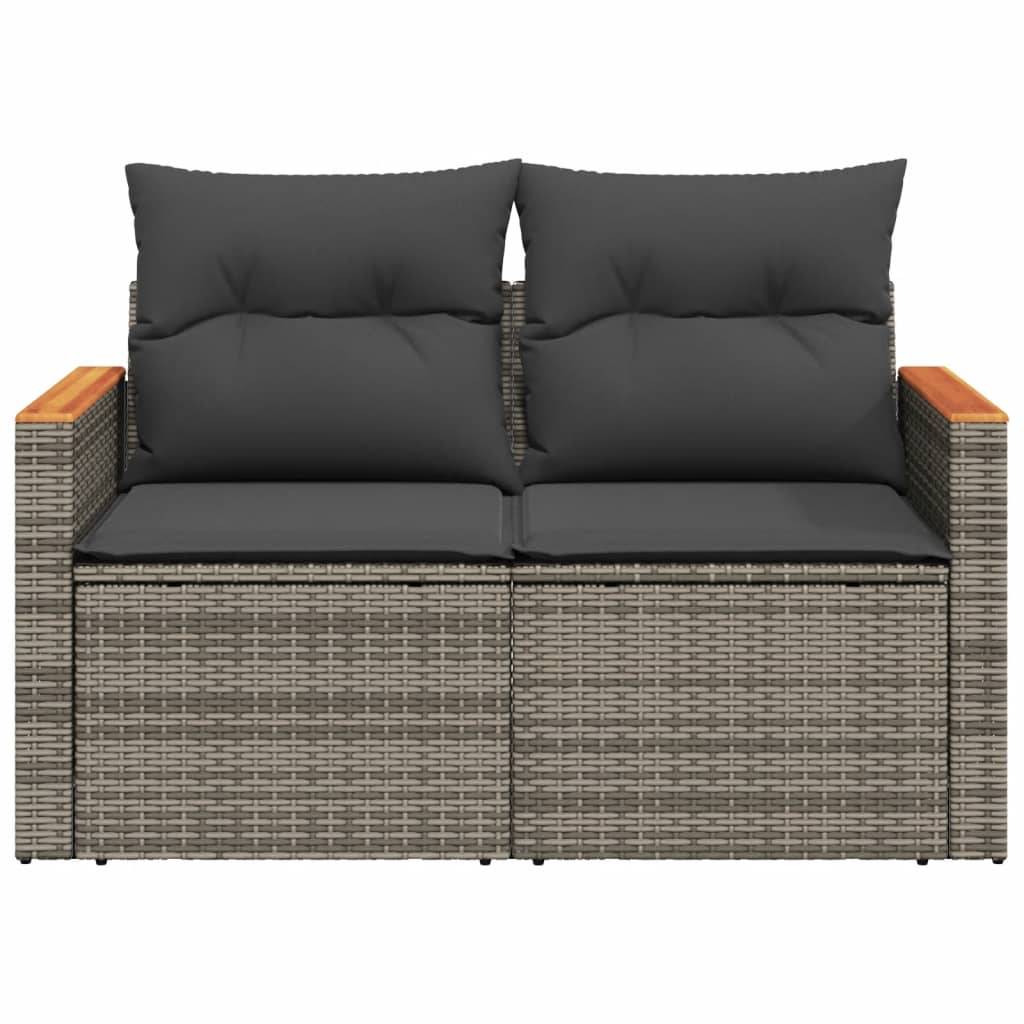 ComfortXL - Canapé Extérieur 2 Places Résine Grise Acacia Tablette et Coussins Gris Foncé – ComfortXL Outdoor Living - Image 5