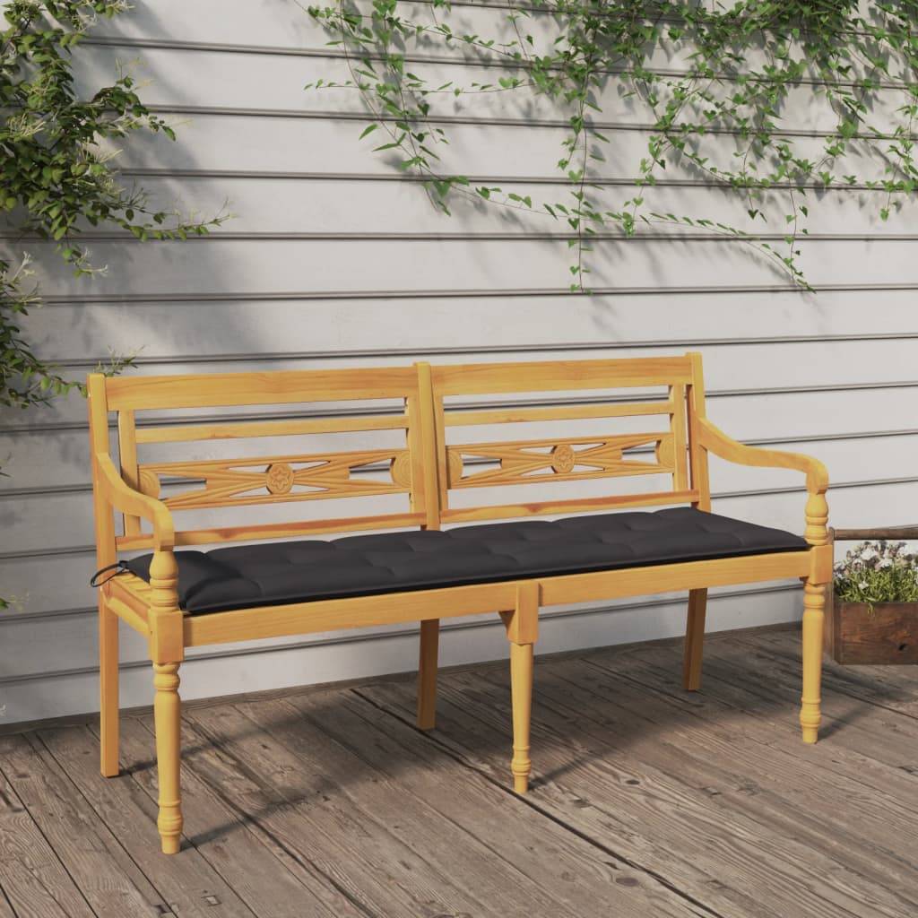 PANGIVO - Banc de jardin bois de teck anthracite 150 x 51.5 x 84 cm, Poids:20.2kg - PANGIVO - Image 1