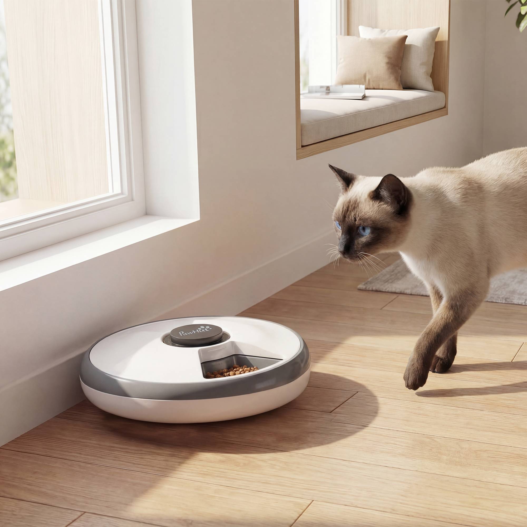 Sans Marque - Distributeur nourriture chats et chiens avec minuterie et affichage LED, 1-6 repas/jour, secs et humides - Image 4