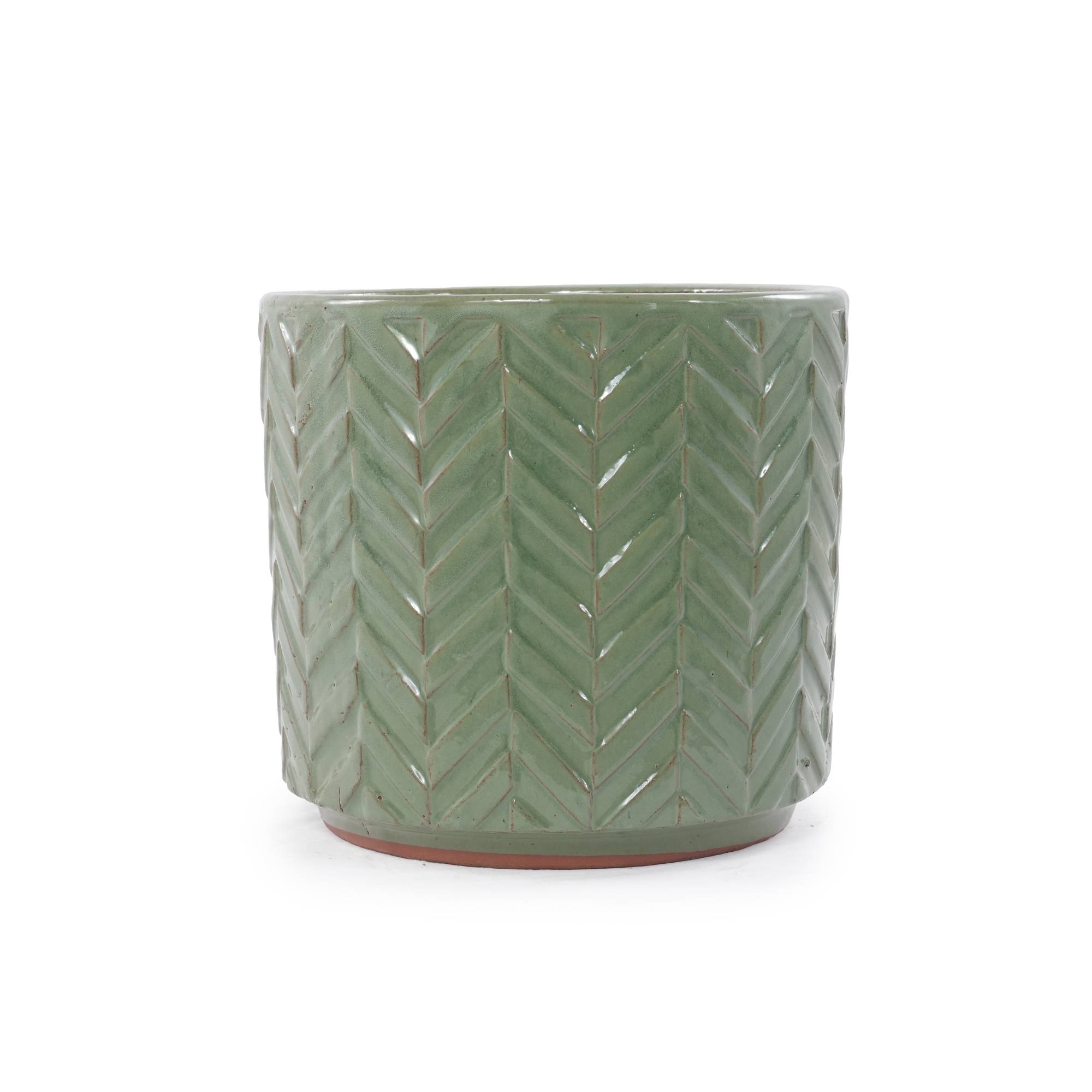 ComfortXL - Pot de fleurs céramique vert sauge Ø31,5 cm intérieur balcon terrasse drainage - ComfortXL Outdoor Living