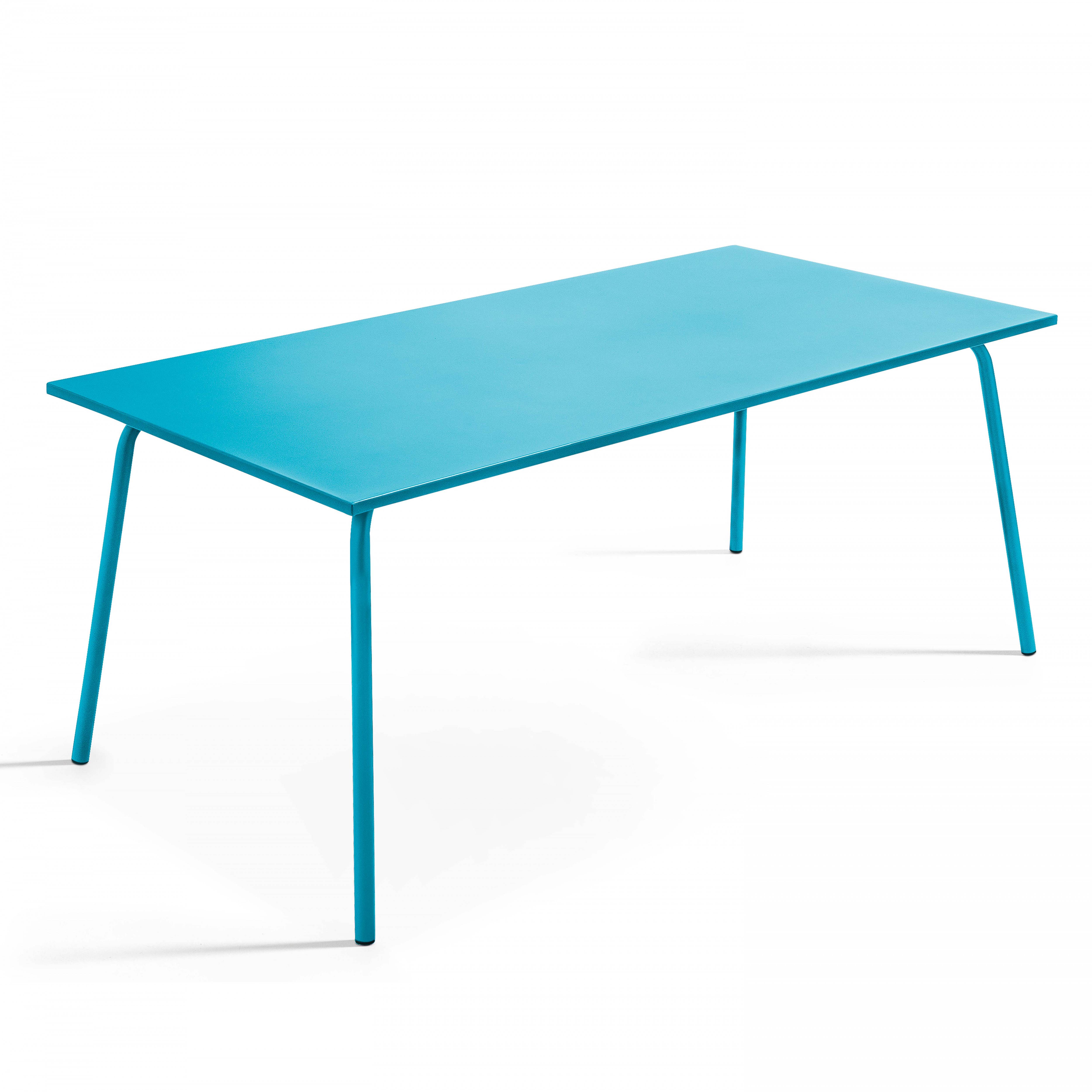Oviala - Ensemble table de jardin et 6 fauteuils en métal bleu Palavas - Oviala - Image 4