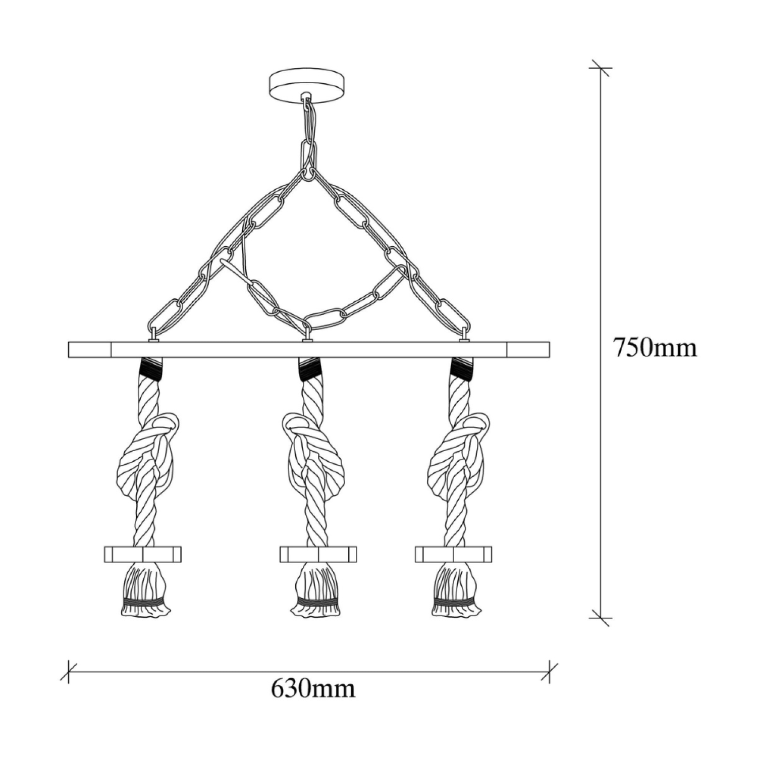 Concept Usine - Suspension rustique filaire 3 lampes cordes et bois ZYA - Image 6
