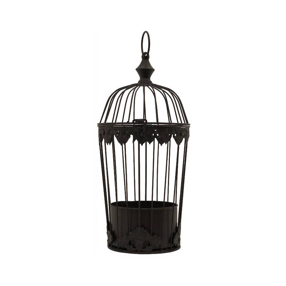 Cage à oiseaux décorative ancienne métal marron Ø.19x45cm Chemin de campagne - Image 1