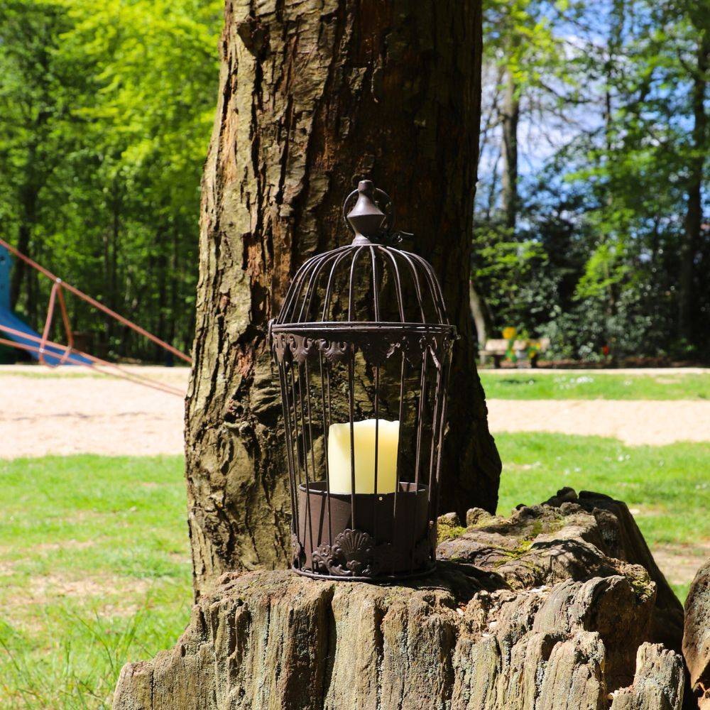 Cage à oiseaux décorative ancienne métal marron Ø.19x45cm Chemin de campagne - Image 4