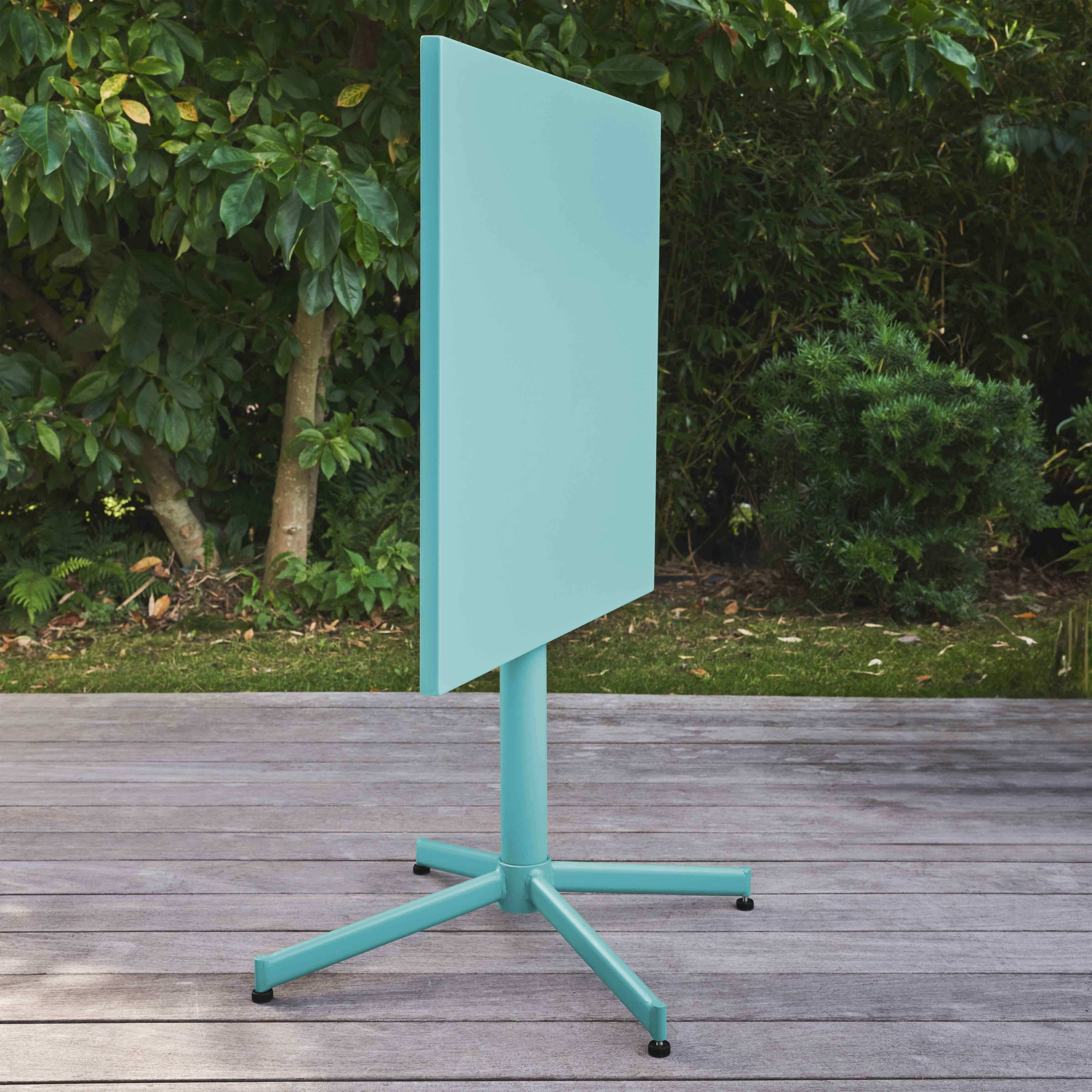 Oviala - Table de jardin carrée bistro inclinable en acier turquoise 70cm Palavas - Oviala - Image 3