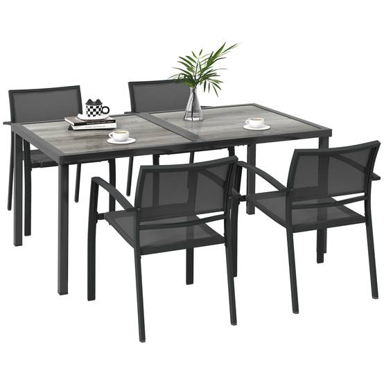 Salon de jardin aciers gris 150 x 87 x 72 cm - PANGIVO - Image 1