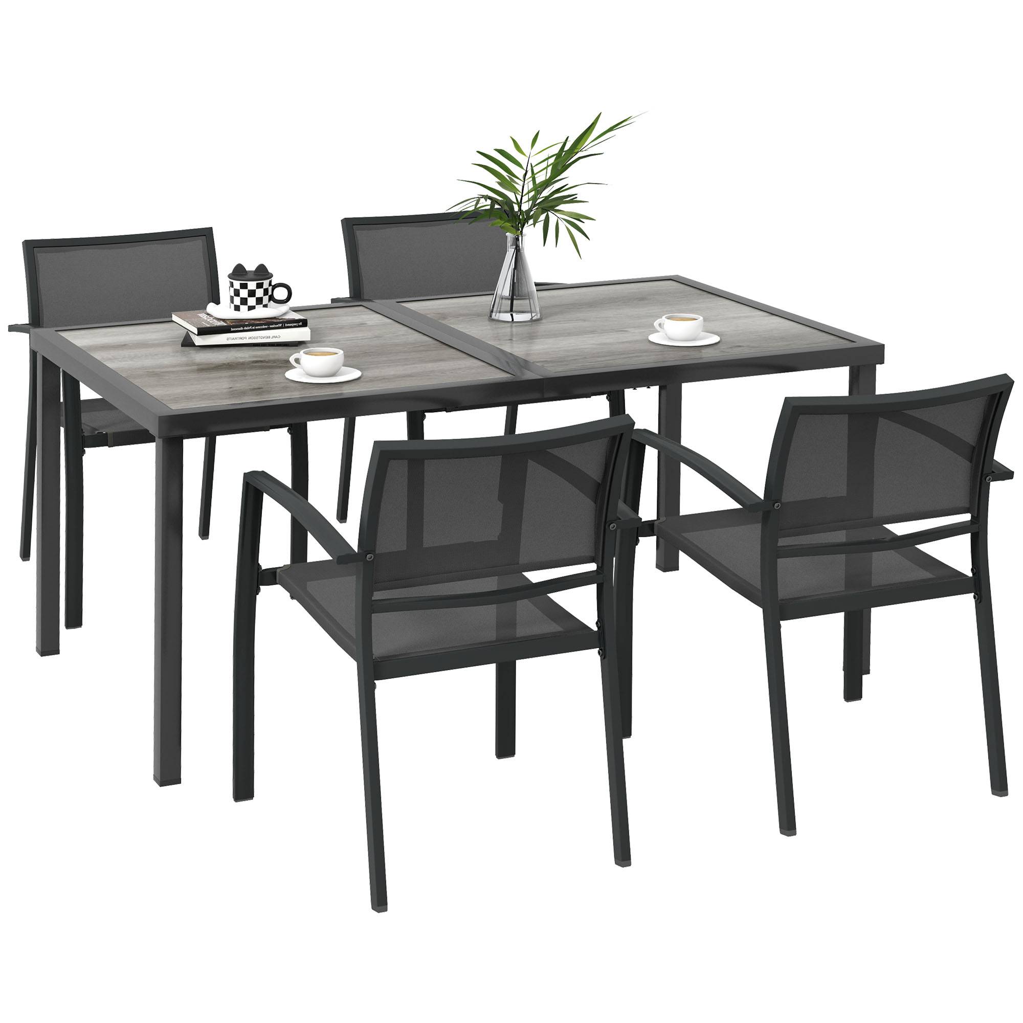 Salon de jardin aciers gris 150 x 87 x 72 cm - PANGIVO - Image 1