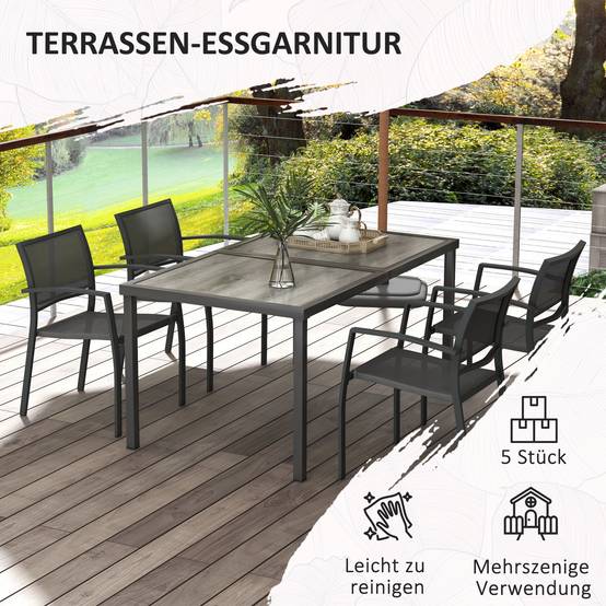 Salon de jardin aciers gris 150 x 87 x 72 cm - PANGIVO - Image 8
