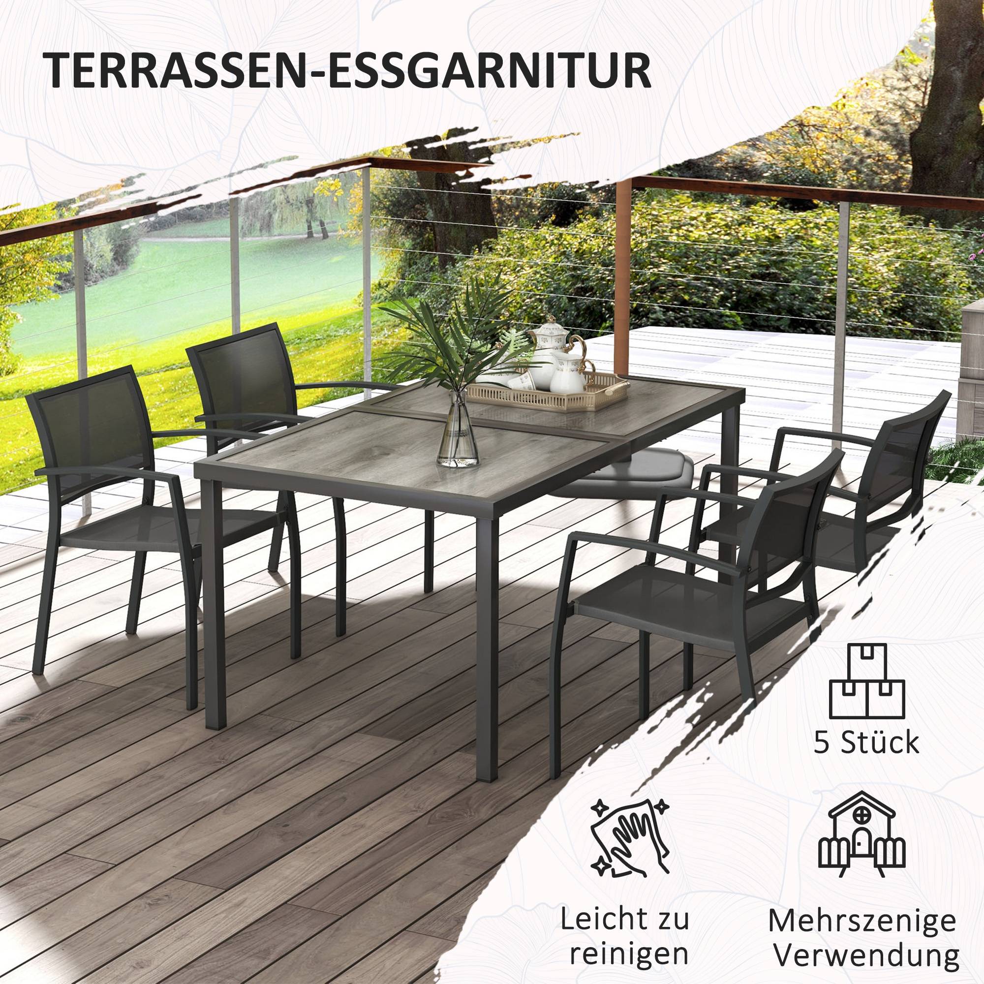 Salon de jardin aciers gris 150 x 87 x 72 cm - PANGIVO - Image 8